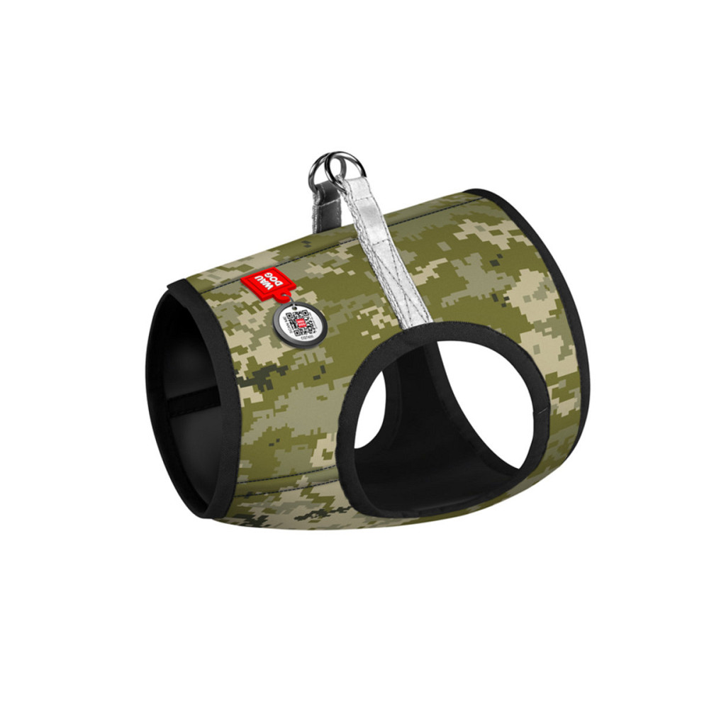 Шлея для собак м'яка WAUDOG Clothes з QR паспортом, "Мілітарі", S1, В 40-45 см, С 29-31 см Київ - фото 1