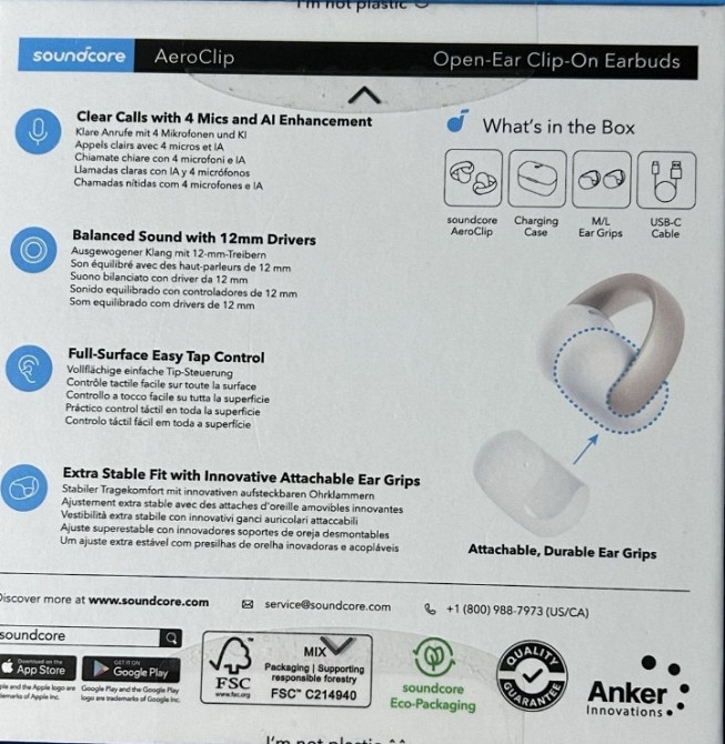 Bluetooth-гарнитура Anker SoundCore AeroClip White (A3388G21) Харьков - изображение 6
