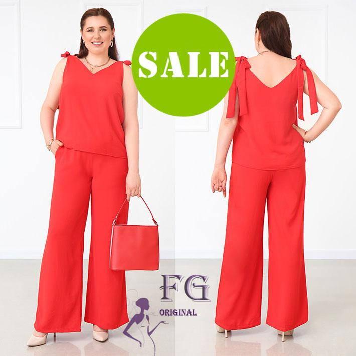 Летний женский костюм с широкими брюками Ясмин батал Киев - изображение 1