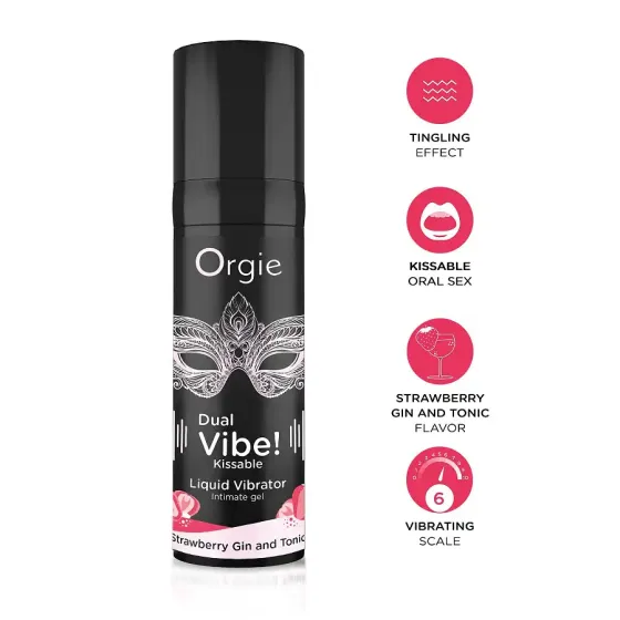 Рідкий вібратор Orgie - Dual Vibe! Strawberry Gin & Tonic Kissable Liquid Vibrator (15 мл) Львів