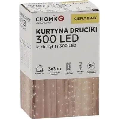 Гирлянда Chomik Штора 3 х 3 м 300 LED Теплый белый USB с пультом (5900779879997) Вінниця - фото 2