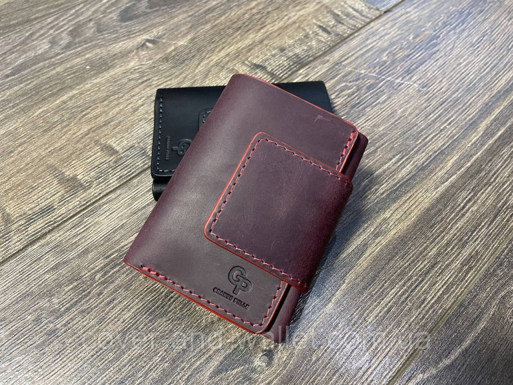 Маленький женский кожаный кошелек бордового цвета Grande Pelle Киев - изображение 2