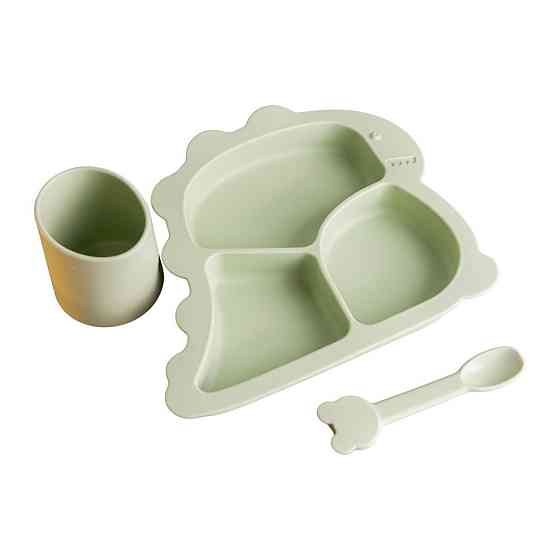 Дитячий набір силіконової посуди, 3 предмети, зелений Київ