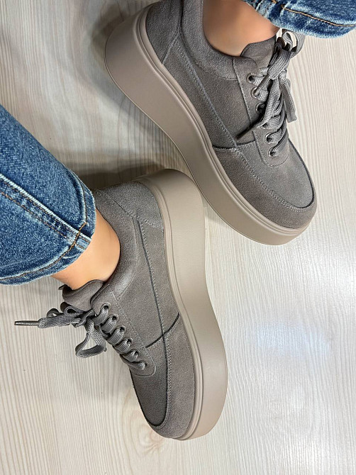 Кеды женские Hengji 536-10 замшевые на платформе с окантовкой бежевые, 41, 26 см Киев - изображение 11