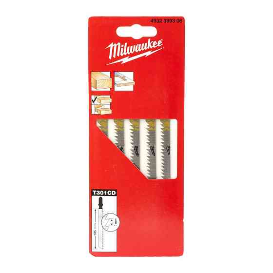 Полотна для лобзика T301CD MILWAUKEE, 105мм/ крок зуба 3,0мм, (5шт), (деревина, чистий різ) Одеса