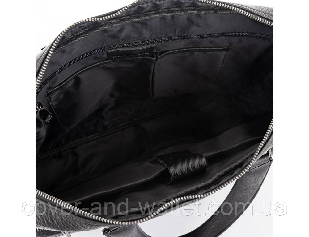 Стильна чоловіча сумка-портфель із натуральної шкіри чорного кольору на блискавці Marco Coverna MC 3496-1 Київ - фото 4