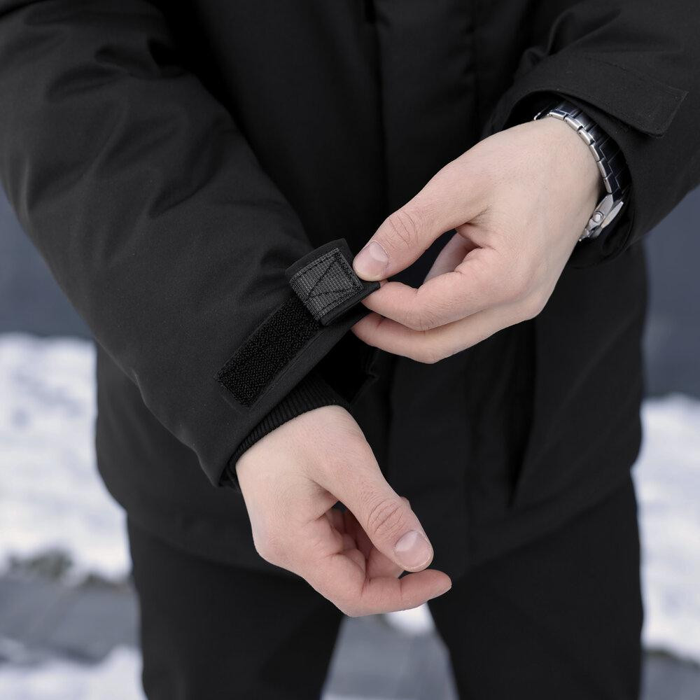 Чорна чоловіча парка зимова з капюшоном Pobedov Navy Київ - фото 5