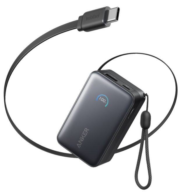 Портативний зарядний пристрій Anker Nano - 10000 mAh 45W Built-In USB-C Cable Black (7206698) Київ - фото 1