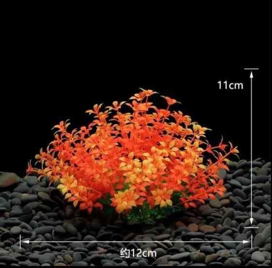 Штучні рослини в акваріум 11 на 12 см помаранчевий Київ