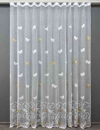 Тюль VR-Textil 1886т Жакард Білий з коричневим 300х270 см (42-0843) Київ