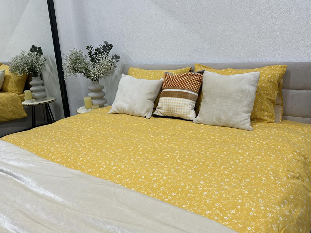 Ecotton Комплект постільної білизни Ecotton полуторний 150х215 см Квітка жовтий (250951) Київ - фото 2