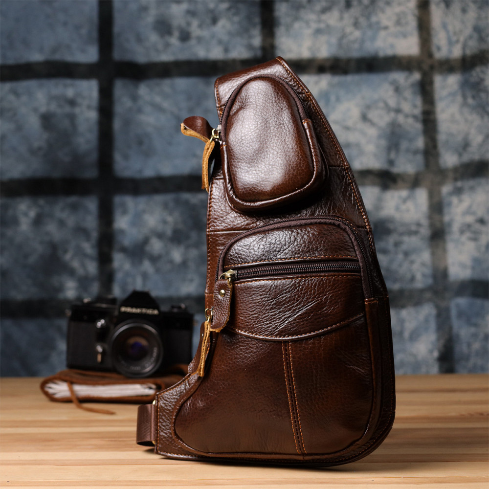 Сумка для мужчин с большим количеством карманов из натуральной кожи Vintage 22956 Коричневый Киев - изображение 3