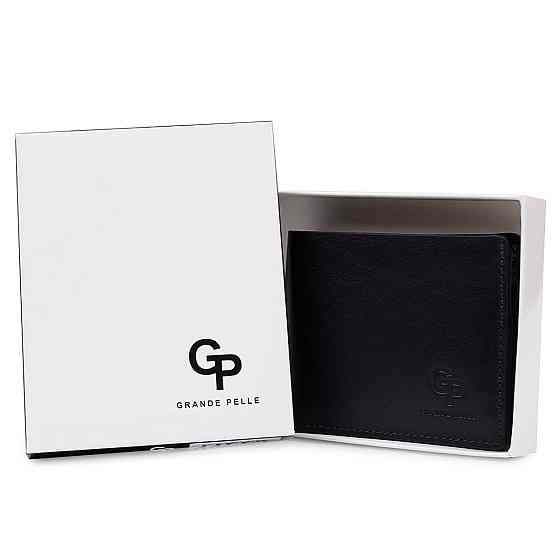 Кожаное мужское стильное портмоне Синий (GRANDE PELLE) Киев