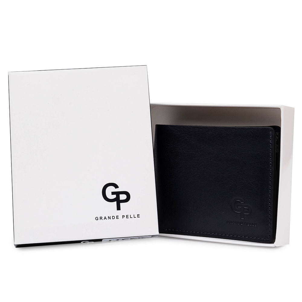 Кожаное мужское стильное портмоне Синий (GRANDE PELLE) Киев - изображение 1