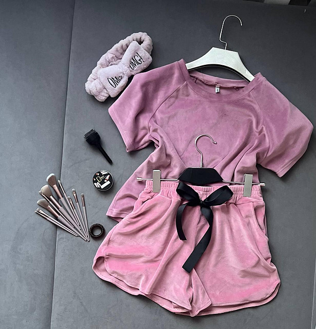 Жіночий стильний приємний костюм піжама велюр спорт Пудра, 42/44 Одеса - фото 1