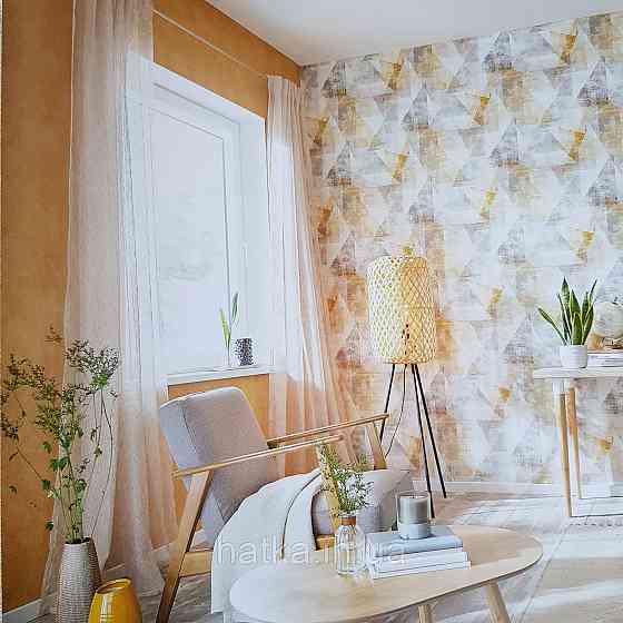 Шпалери вінілові на флізелін Rasch Linares 0.53х10 однотонні структурні ефект потертості яскраво жовті 617177 Київ