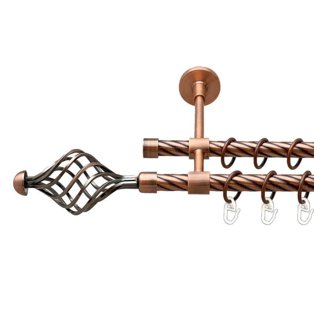 Карниз Orvit Арезо металевий дворядний закритий скручена труба кільце металеве Мідь 16\16 мм 240 см (00-00025261) Львів - фото 1