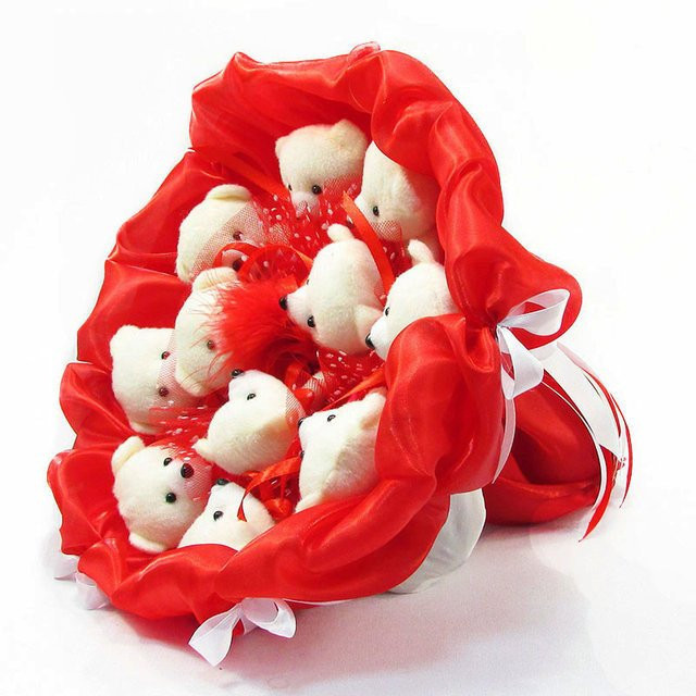 Букет з м'яких іграшок 11 ведмедиків 5281IT червоний Вінниця - фото 1