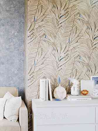 Шпалери метрові вінілові на флізеліні Sintra Vila листя гілки коричневі на сірому 533420 Київ