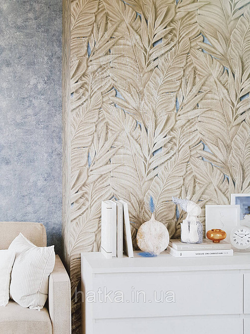 Шпалери метрові вінілові на флізеліні Sintra Vila листя гілки коричневі на сірому 533420 Київ - фото 1