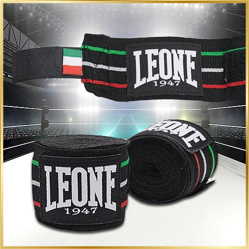 Боксерские бинты Leone Flag Black 3,5м профессиональные спортивные бинты для бокса, черные Киев - изображение 1
