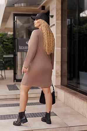 Спортивное трикотажное платье с надписью Freedom батал 50-52, Капучино Киев