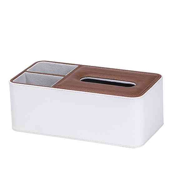 TS Kitchen Серветниця-органайзер з еко-шкіри 3 відділення 26.5*14*9.5 см Білий з коричневим Коломыя