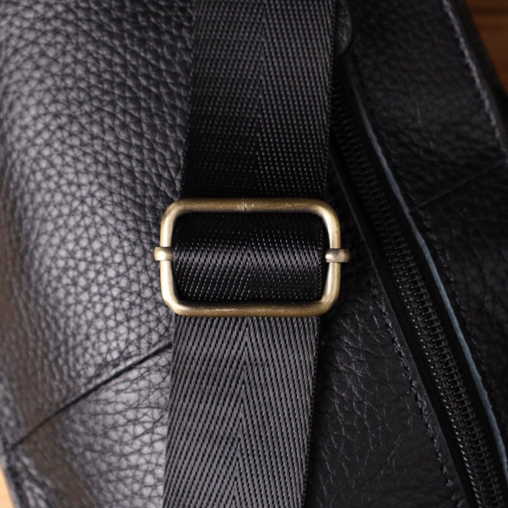 Чоловіча сумка з великою кількістю кишень із натуральної шкіри Чорний (Vintage) Київ - фото 4