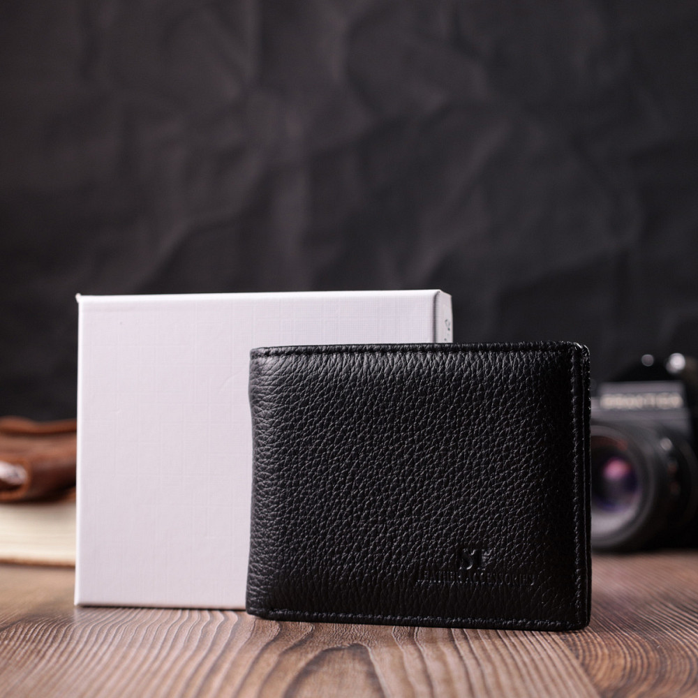 Шкіряний гаманець з металевим затискачем, чорний (ST Leather) Київ - фото 20