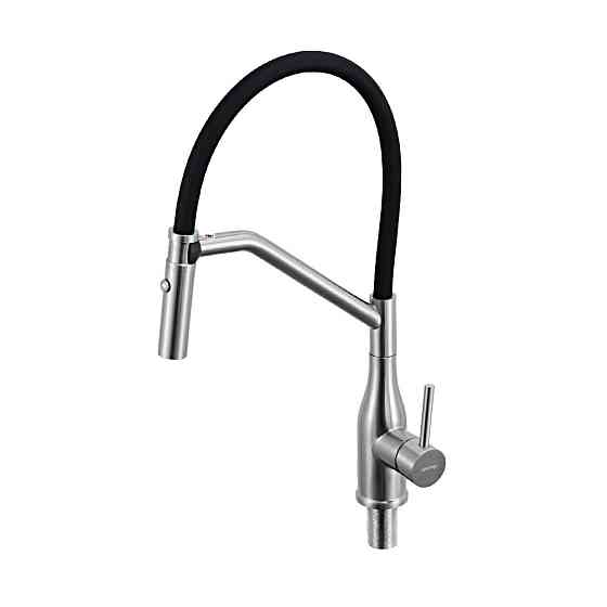 Смеситель для кухни GAPPO G4098-15 с гибким изливом, сатин/черный Киев