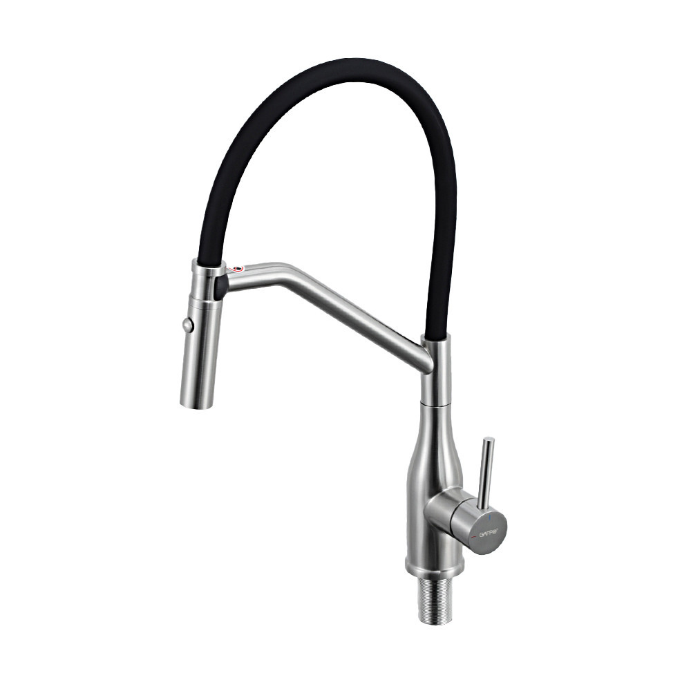 Смеситель для кухни GAPPO G4098-15 с гибким изливом, сатин/черный Киев - изображение 1