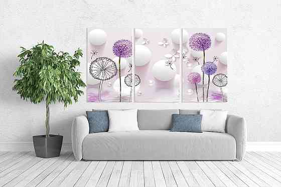 Модульна картина у вітальню/ спальню  Квіти  ART-070_3A 100х150 см Київ