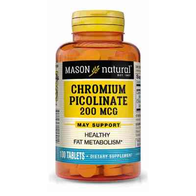 Мінерали Mason Natural Хром Пиколинат 200 мкг, Chromium Picolinate, 100 таблеток (MAV12241) Вінниця