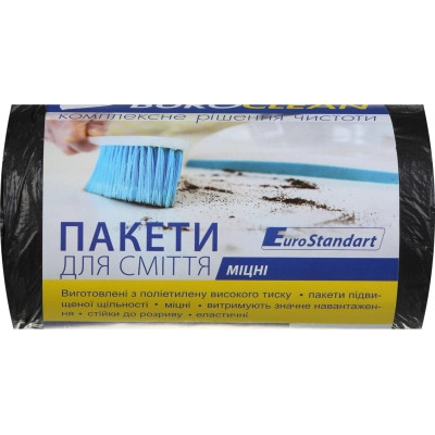 Пакети для сміття Buroclean EuroStandart міцні чорні 60 л 40 шт. (4823078922885) Вінниця - фото 1