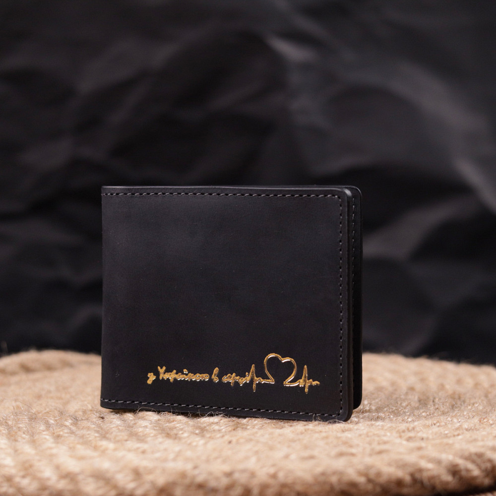 Обложка из винтажной кожи для удостоверения участника боевых действий Сердце GRANDE PELLE 16757 Черная Киев - изображение 7