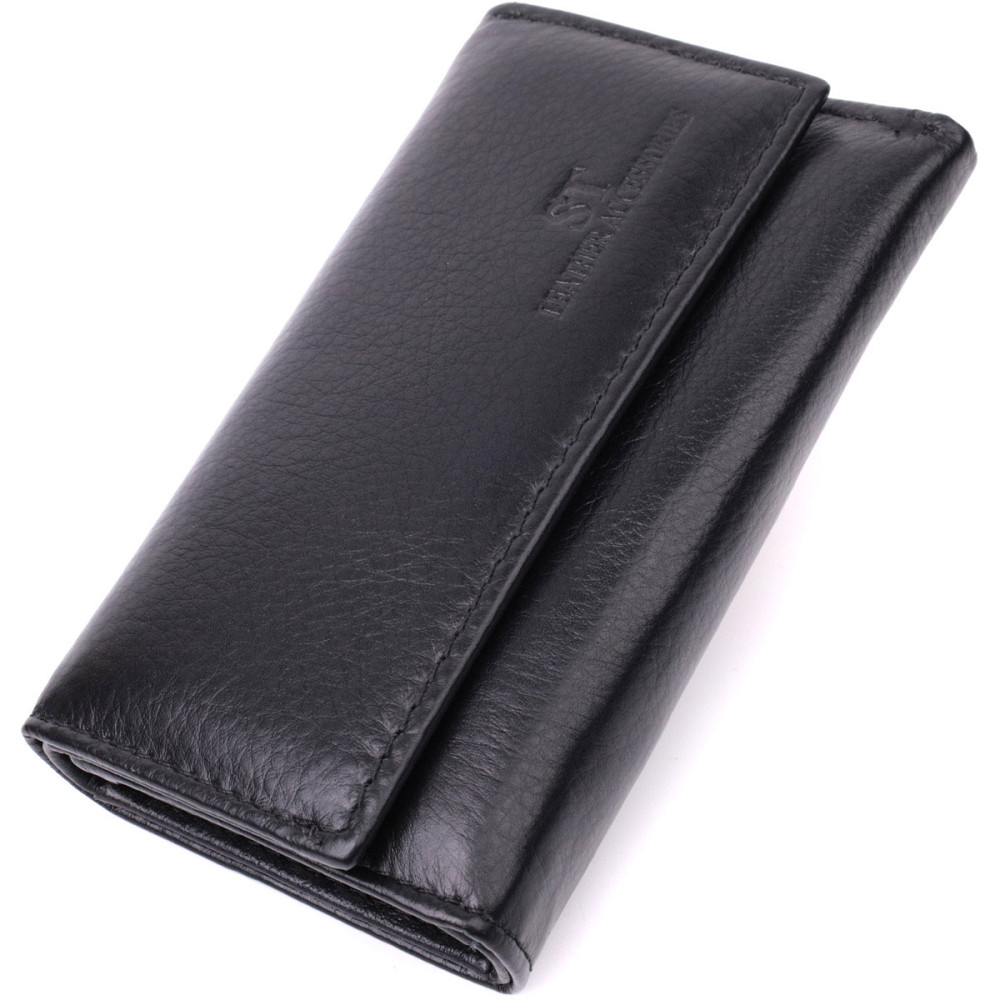 Кожаная ключница на 6 ключей, черная (ST Leather) Киев - изображение 11