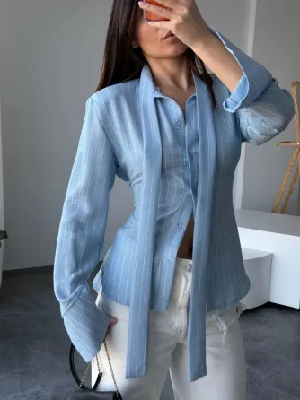 Стильна жіноча сорочка зі льону в смужку Одеса