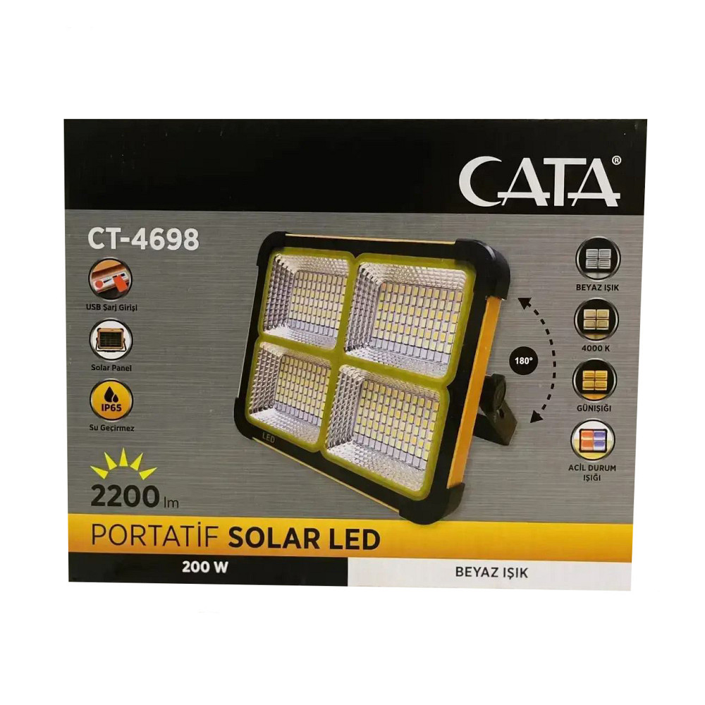 Светодиодный прожектор на солнечной батарее и аккумуляторе Cata CT-4698 200W 2200 ЛМ с функцией повербанка Каменец-Подольский - изображение 8