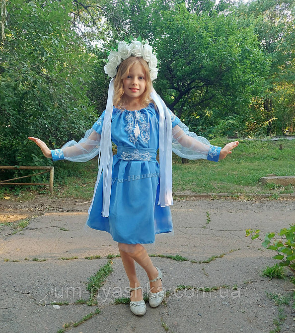 Ободок обруч з квітами "Сценічний білий" зі стрічками Кривий Ріг - фото 4