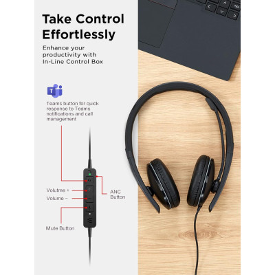 Навушники Lenovo Wired ANC Headset Gen 2 (Teams) Black (4XD1M45627) Вінниця - фото 3