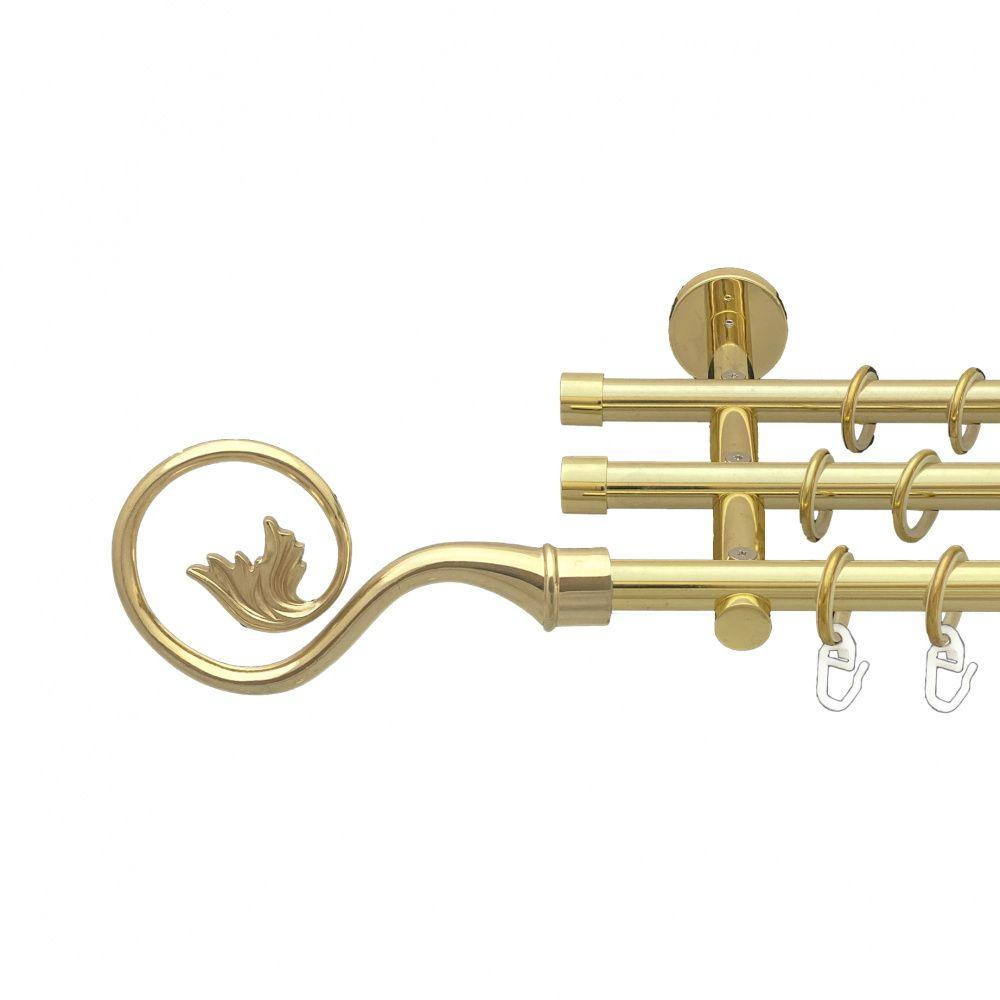 Карниз Orvit Ніка металевий трирядний циліндр (20 см) гладка труба кільце металеве Золото 16\16\16 мм 300 см Львов - изображение 1