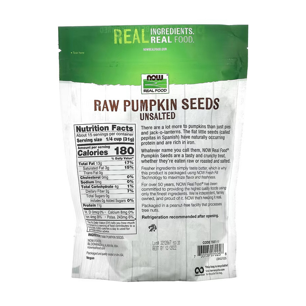 Гарбузове насіння Now Foods Pumkin Seeds Raw 454g Київ - фото 2