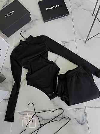 Женский базовый комплект с утеплением трехнитка на флисе Черный, 46/48 Одесса