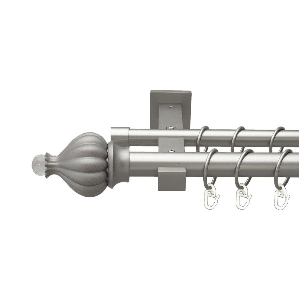 Карниз Orvit Таджа-Кристал металевий дворядний техно гладка труба кільце металеве Сатин 25\19 мм 200 см (00-00026438) Львів - фото 1
