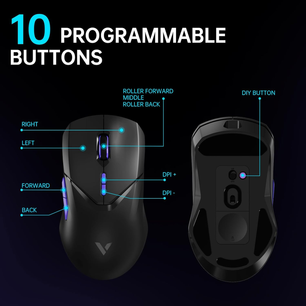 Беспроводная игровая мышь RAPOO VT9Pro 4K Black: 26000 DPI, частота 4000 Гц, сенсор PAW 3398, 68г, до 180 ч работы, 10 кнопок Киев - изображение 8