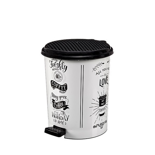 Відро для сміття з педаллю 6 літрів Elif (Еліф), Кава біла (Coffee white). Одеса - фото 1