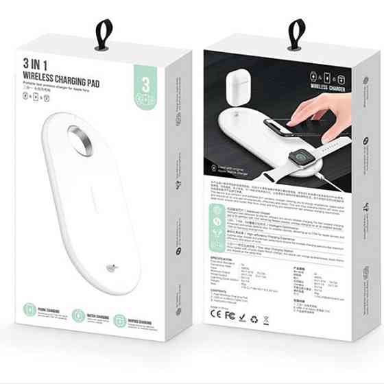 Бездротова зарядна панель Audio 3-в-1 Qi, сумісна з iPhone 17/16/15/14/13/12/11/11 Pro/11 Pro Max/X/XS/XR Київ