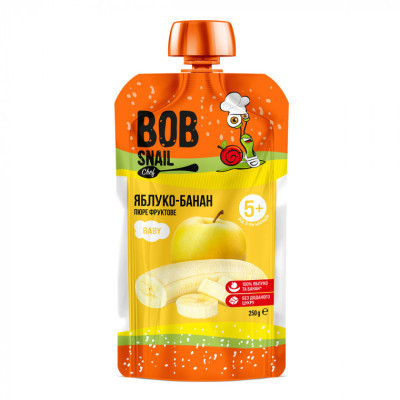 Детское пюре Bob Snail Улитка Боб Яблоко-Банан 250 г (4820219345176) Винница - изображение 1