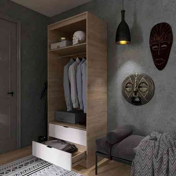 Шафа для одягу з висувними шухлядами Еверест Сіті-800 80,2х50х204,6 см Дуб сонома/Білий (DTM-071143) Львів