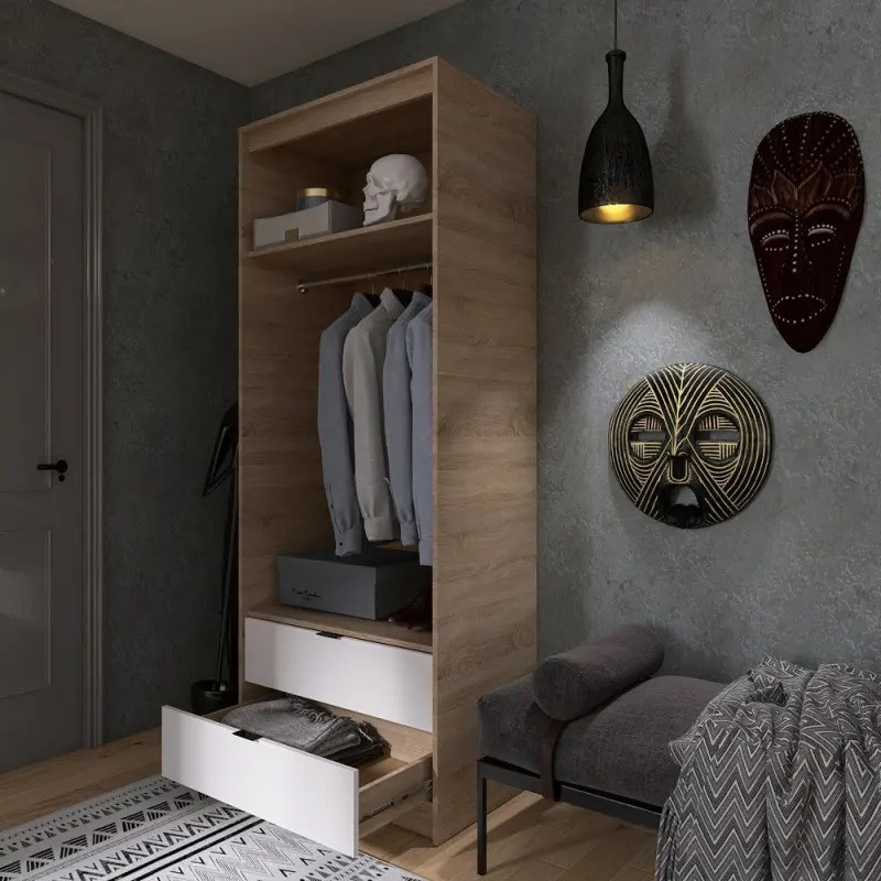 Шафа для одягу з висувними шухлядами Еверест Сіті-800 80,2х50х204,6 см Дуб сонома/Білий (DTM-071143) Львів - фото 5